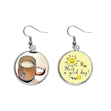 Imagem de Brinco de flor de sol gota gota de sol com efeito suave bebida suave bebida leite chá joia moda, Medium, Metal