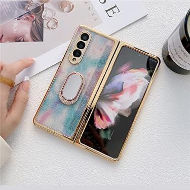 Imagem de Capa de telefone Glitter Diamond para Samsung Z Fold 3 5G com suporte de anel para Z Fold3 câmera traseira para Galaxy Z Fold 3 casos, E, para Z Fold 3