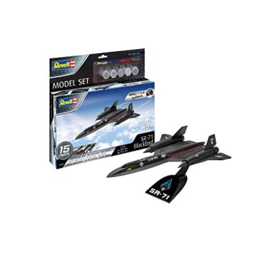 Imagem de Revell Easy-Click Model Set 63652 Lockheed SR-71 Blackbird 1:110 Scale Unbuilt/Unpainted/Click-Together (Non-Glue) Plastic Model Kit with Paintbrush & Selected Aqua Color Paints