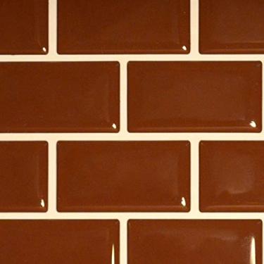 Imagem de Pastilha Adesiva Resinada Tijolinho Marrom Kit 4 Placas