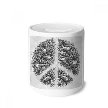 Imagem de DIYthinker Símbolo da paz anti-guerra caixa de dinheiro caixa de cerâmica porta-moedas presente de cofrinho