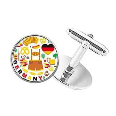 Imagem de DIYthinker Abotoaduras com clipe de botão redondo para cultura da bandeira da alfândega da Alemanha