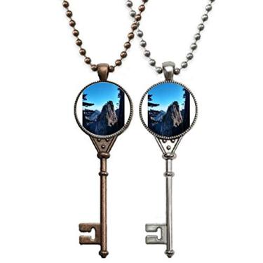 Imagem de OFFbb-USA Colar com pingente de pinheiro Mountain Peaks para decoração de casais