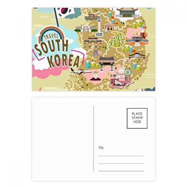 Imagem de Mapa da Coreia do Sul Conjunto de cartões postais de viagem de amor cartão postal de aniversário e agradecimento