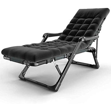 Imagem de Espreguiçadeiras reclináveis dobrável, acolchoado, tamanho grande, cadeira de gravidade zero para pátio, jardim, praia, piscina com almofadas, suporte de 200 kg (cor: preto)-uma atualização
