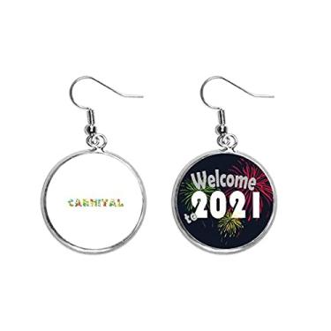 Imagem de Brincos de pingente de orelha quente com fonte brasileira carnaval 2021 Blessing