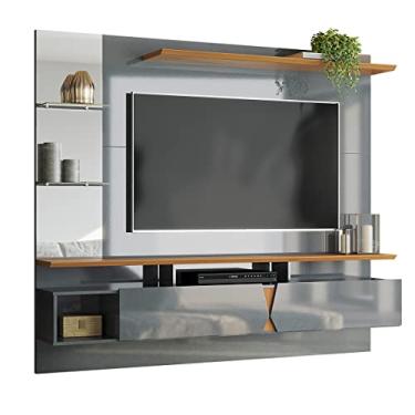 Imagem de Painel Intense 1.83 Tv 39 40 42 43 46 47 48 50 55 Polegadas Prateleiras Organizadoras Nicho 2 Portas Espelhos Decorativos Sala Estar - RPM Móveis (Cinza Perolizado/Tauari)