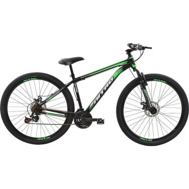 Imagem de Bicicleta Aro 29 MTB Quadro 17" Freio a Disco Mecânico 21 velocidades Nitro Steel Preta/Verde-Unissex