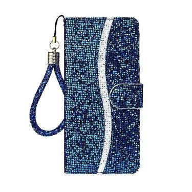 Imagem de Estojo Bling Para Xiaomi Para Redmi Note 11 10 9 8 Pro 10C 11S 10S 9S 7 8T Glitter Card Sparkling Book Wallet Flip Leather Phone Case,Blue,para Redmi Note 11S