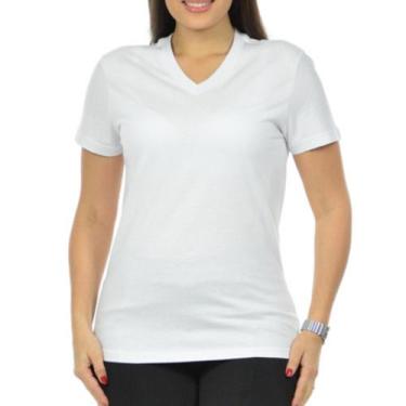 Imagem de Camiseta Gola V Feminina Baby Look 100% Algodão - Pai Do Preço