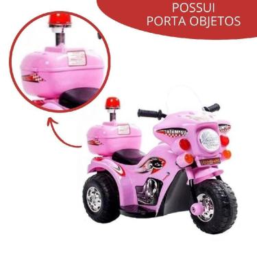 Imagem de Mini Moto Elétrica Infantil Triciclo Policial Rosa BW002R IMPORTWAY