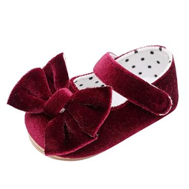 Imagem de Sandália infantil meninas sapatos únicos laço primeiro andador sandálias infantis tamanho princesa tamanho 9 sapato infantil menina, Vinho, 6-12 Months Infant