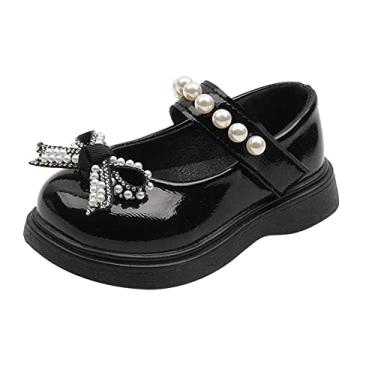 Imagem de Sandálias de água para meninas pequenas sapatos infantis pérola laço sapatos princesa meninas estilo bailarina chinelos, Preto, 27 BR