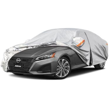 Imagem de Capa de carro de 6 camadas Kayme Impermeável para todos os climas para automóveis, cobertura completa para uso externo, proteção contra chuva e sol, UV, prata