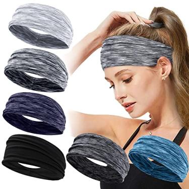 Imagem de TERSE Bandanas de treino para mulheres antiderrapantes faixas de cabelo para mulheres, atlético, cabelo, esportes, ioga, corrida, absorção de umidade, faixa de cabeça masculina
