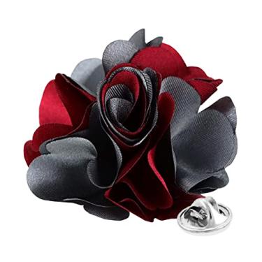 Imagem de Vittorio Vico Broche de lapela de flor de dois tons premium - lapela formal para homens, broche de flor, 2.5" (6.36CM), Poliéster, Não aplicável
