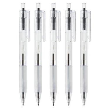 Imagem de MUJI MoMA Caneta de gel transparente de policarbonato preta 0,7 mm, 5 peças, feita no Japão