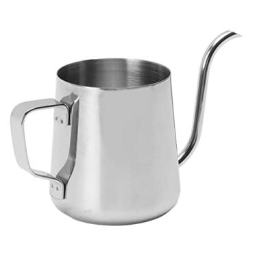 Imagem de Despeje sobre a chaleira bico de pescoço de ganso bule de chá de café, pequeno e longo bico estreito bule de chá de café, bico longo e estreito 304 aço inoxidável pescoço de ganso (250ML Prata)