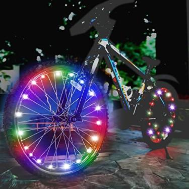 Imagem de dobestyou 2 peças de luz LED colorida para roda de bicicleta, luz de roda de bicicleta para ciclismo noturna, IP65 à prova d'água, iluminação de 3 modelos, fácil instalação e serve na maioria das