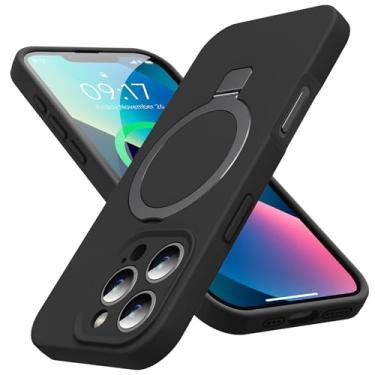 Imagem de KMAMBAG Capa Mag-Ring projetada para iPhone 16 Pro Max, silicone líquido [fator hidratante] capa de telefone fina extremamente macia com suporte [compatível com MagSafe] para 16 Pro Max 17.5 cm homens