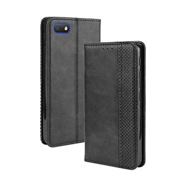 Imagem de Capa para Alcatel 1V 2019, capa flip carteira com suporte de couro para Alcatel 1V 2019, capa magnética retrô para celular, capa carteira com compartimentos para cartão