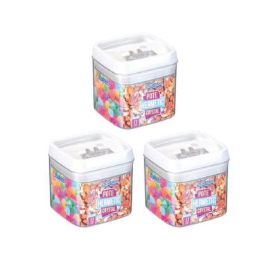 Imagem de Kit 3 Potes Conjunto de Mantimentos com de 1,1 Litros Empilhavél Hermé