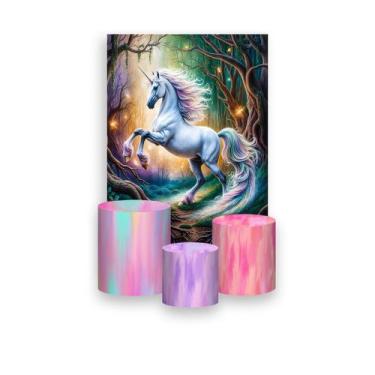 Imagem de Painel De Festa Vertical 1,50 x 2,20 + Trio De Capas Cilindro - Unicór