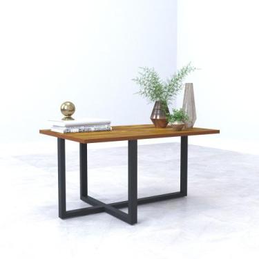 Imagem de Mesa de Centro Girassol Retangular Pés de Ferro - Freijó - Nosso Sonho