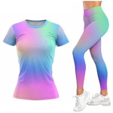 Imagem de Kit Camiseta Feminina Academia Legging Cos Alto Fitness Musculacao Cam