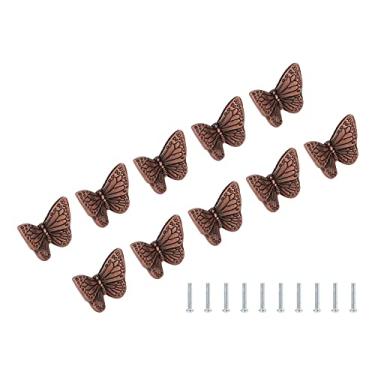 Imagem de Puxadores de Gaveta Borboleta, Puxadores de Liga de Furo único para Gavetas, Armários, Armários, Design Floral Sólido de Estilo Moderno, Pacote Com 10 Conjuntos (borboleta de