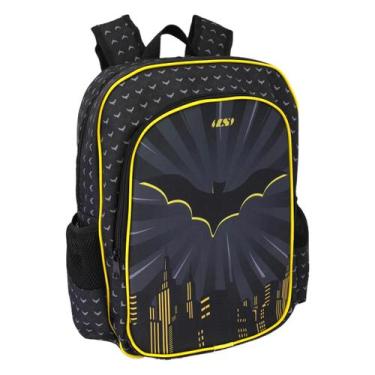 Imagem de Mochila Masculina Infantil Ls Bolsas Homem Morcego Preto E Amarelo Gra