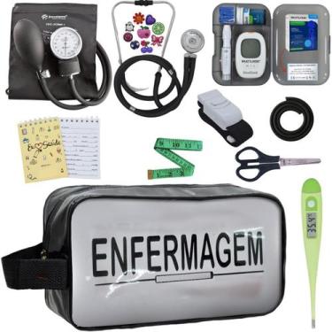Imagem de Kit de Enfermagem Aparelho de Pressao Estetoscopio Necessaire Transpar