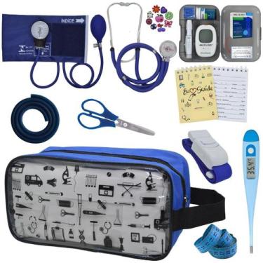 Imagem de Kit de Enfermagem Aparelho de  Pressao Estetoscopio Necessaire Transpa
