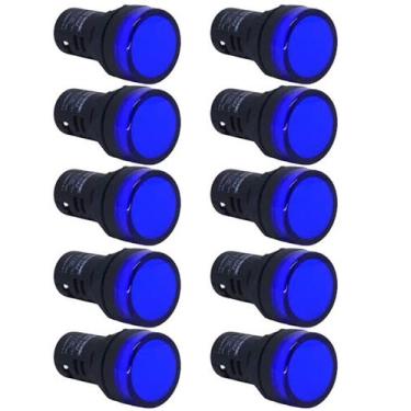 Imagem de Kit 10 sinaleiro led ad22-22mm 220v azul stark