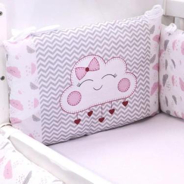 Imagem de Kit Mini Berço Nuvem Rosa 6 Peças Algodão - Girassol Enxoval