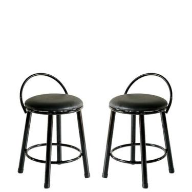 Imagem de Kit 2 Banquetas Elo Baixa com Assento Estofado para Bar, Balcão, Banca