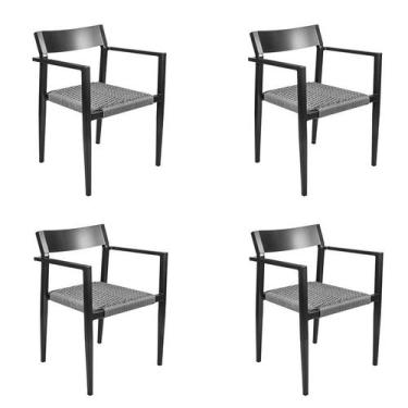 Imagem de Kit 4 Cadeiras Jurerê Base Preta Chumbo - Rivatti