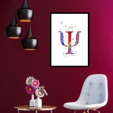 Imagem de Quadro Símbolo Psicologia - 60x48cm - Quadros On-line, Madeira branca