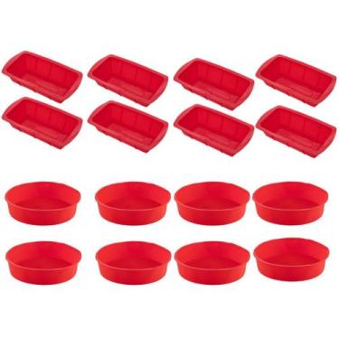 Imagem de 8 Kit Forma Redonda Bolo + Forma Para Pão Sortida Silicone - QUALITY H