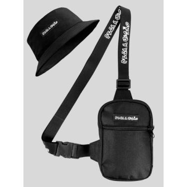 Imagem de Shoulder Bag Masculina Mini Bolsa Necessaire Basica + Chapeu Bucket - 