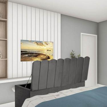 Imagem de Calçadeira Baú Recamiel Casal 140CM Alanis Suede Cinza Escuro - D A DE