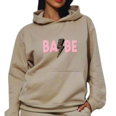 Imagem de Moletom Canguru Com Capuz Estampado Babe Modinha Gringa Look Estiloso 