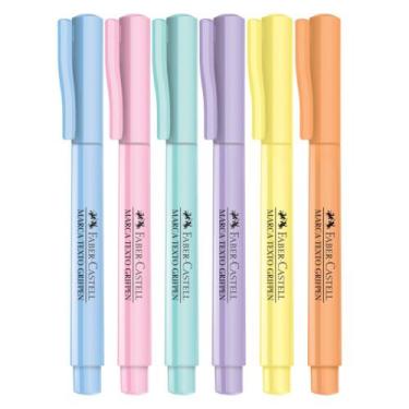 Imagem de Kit Caneta Marca Texto 6 Cores Pastel Faber-Castell Grifpen