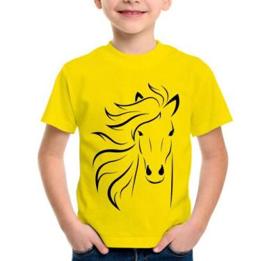 Imagem de Camiseta Infantil Cavalo Traços - Foca na Moda, Amarelo, 4
