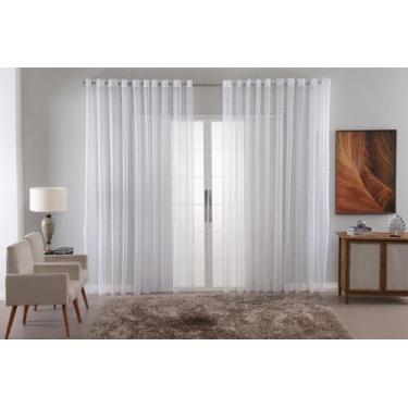 Imagem de Cortina Voil Xadrez Para Sala, Quarto e Cozinha 5,00 x 2,80 Branco - C