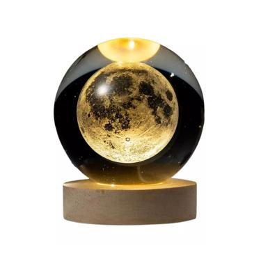 Imagem de Luminária 3d Led de Mesa Bola de Cristal Design Elegante