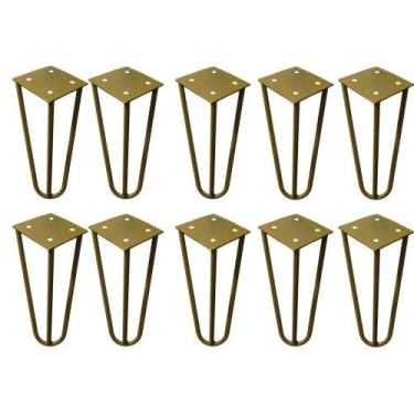 Imagem de Kit 10 Pés de Metal 15 CM Hairpin Legs Mesas de Centro Puffs Dourado G