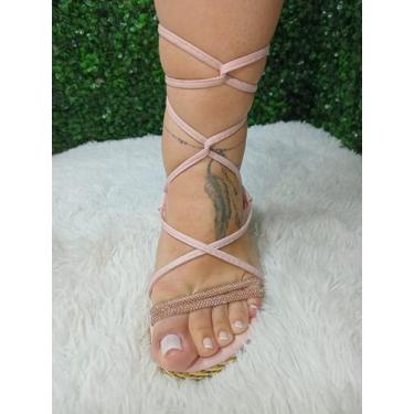 Imagem de Sandália de Amarrar na Perna Rasteirinha Feminina Amarração - anaclass