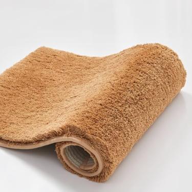 Imagem de CozeCube Tapete de banho felpudo atualizado para banheiro antiderrapante 91 cm x 61 cm, tapetes de banho super macios de secagem rápida, tapetes de banheiro macios laváveis na máquina, marrom claro