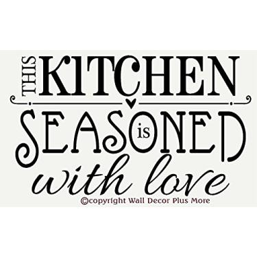 Imagem de Decalque adesivo de vinil para parede WDPM1195 This Kitchen is Seasoned with Love, preto